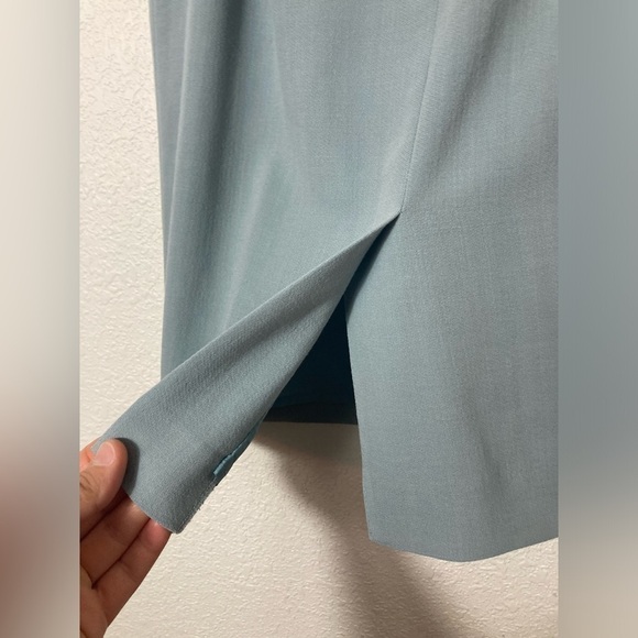 Giorgio Armani 100% wool aqua blue A line straight pencil skirt midi 6 Italy - Picture 4 of 6